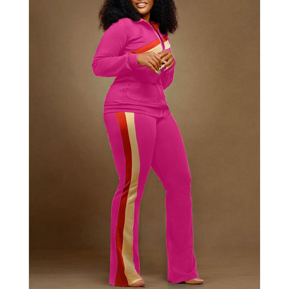 New Women's Autumn Fashion Plus Size Print Two-Piece Set