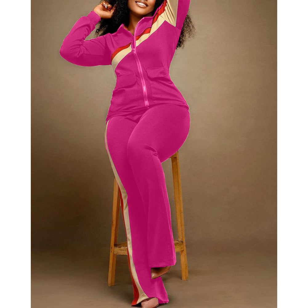 New Women's Autumn Fashion Plus Size Print Two-Piece Set