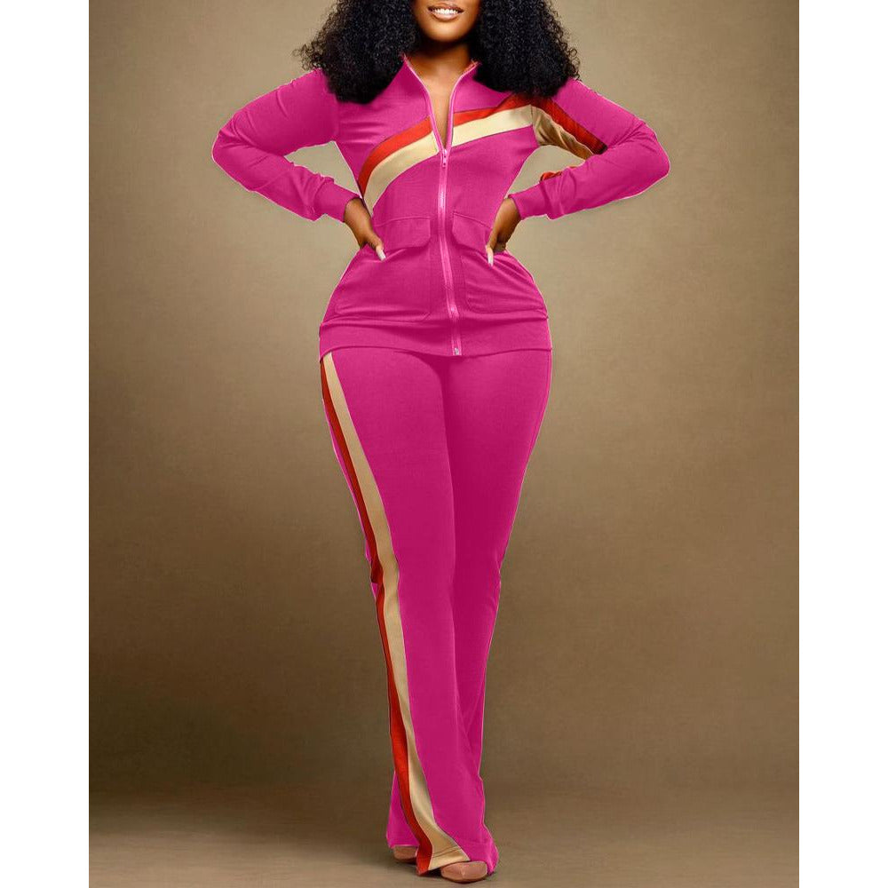 New Women's Autumn Fashion Plus Size Print Two-Piece Set