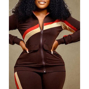 New Women's Autumn Fashion Plus Size Print Two-Piece Set