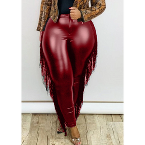 Winter Plus Black and Red Faux Pu Leather/Trousers Sexy Leather/Tight Leggings Pants/Cowgirl Vintage Western