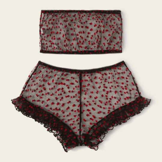 Women's Bandeau Two Piece Sheer Lingerie