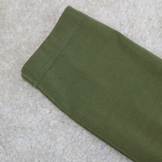 New Women Long Sleeve Crop Top Army Green Tunic Shirt/Casual Leather Patchwork Two Piece Outfit